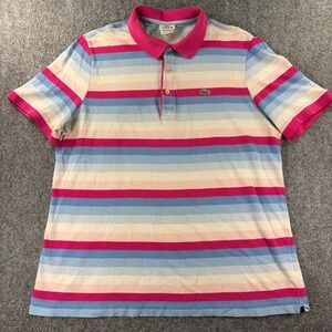 Lacoste Mens Vintage Polo Pink and Blue RN87651-CA Size 6